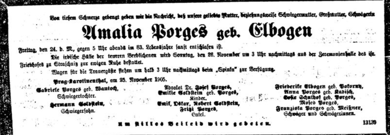 Amalia Porges, geb. Elbogen