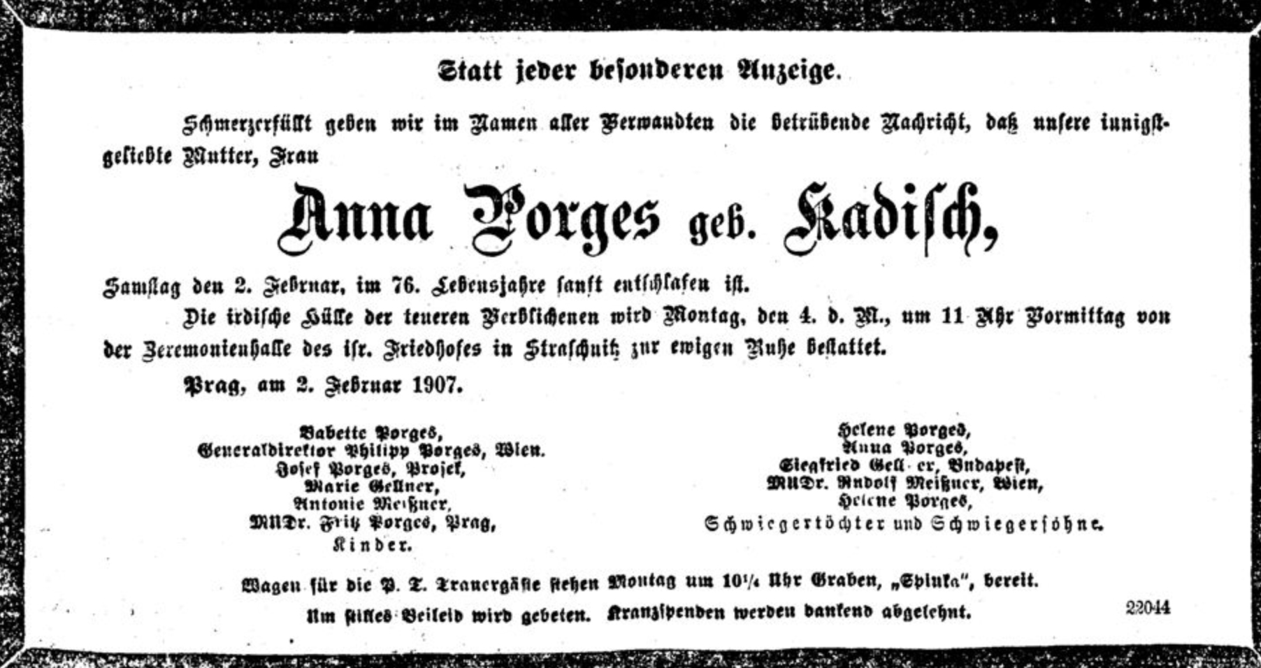 Anna Porges, geb. Kadisch