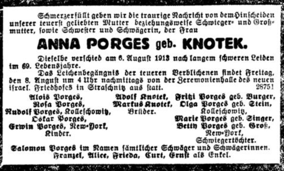Anna Porges, geb. Knotek
