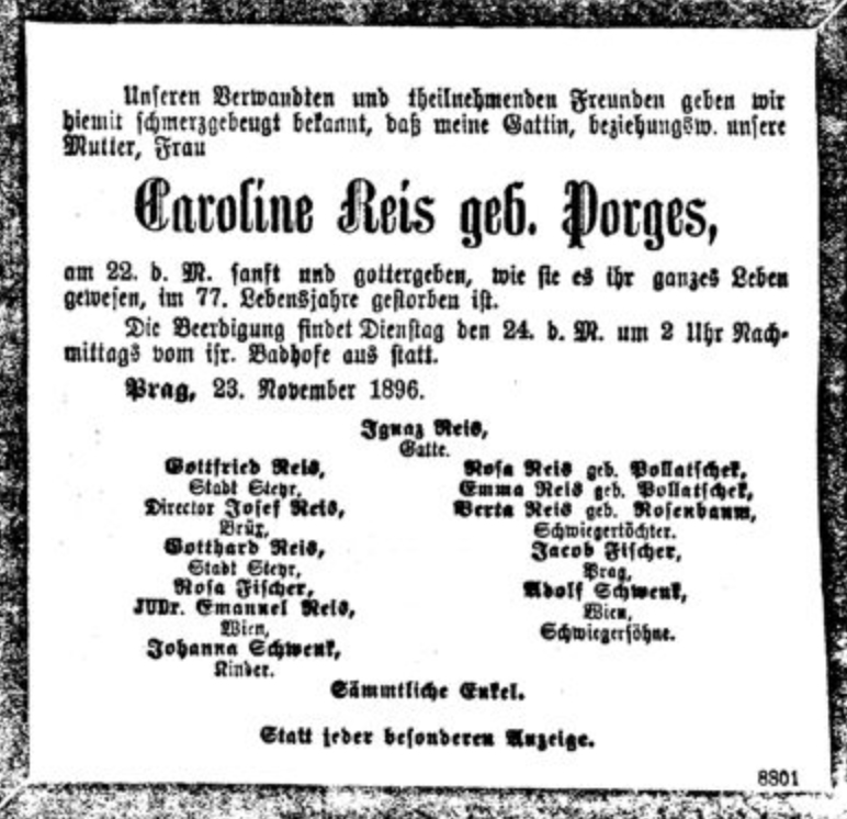 Caroline Reis, geb. Porges