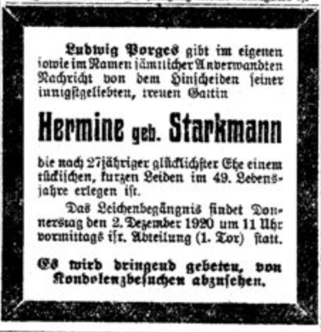 Hermine Porges, geb. Starkmann