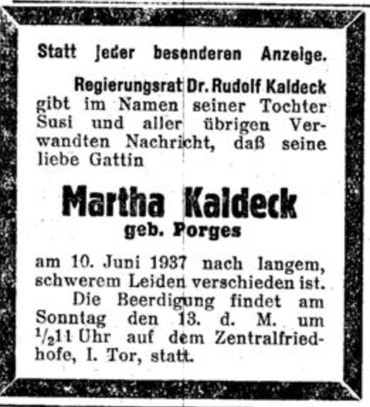 Martha Kaldeck, geb. Porges