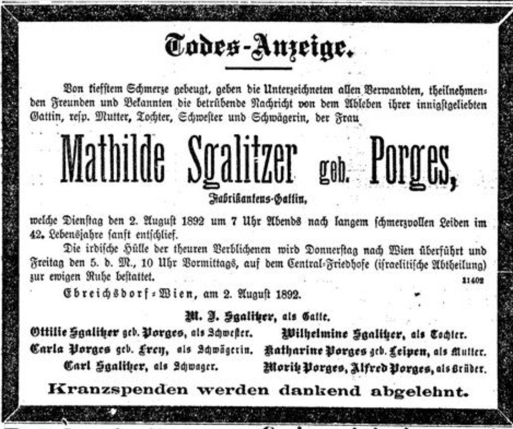 Mathilde Sgalitzer, geb. Porges