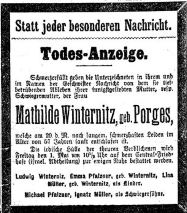 Mathilde Winternitz, geb. Porges
